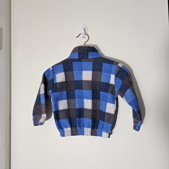 Vintage Infant Baby Blue and White Plaid Fleece Zip-up, Size 24 Months, EUC - Picture 3 of 6